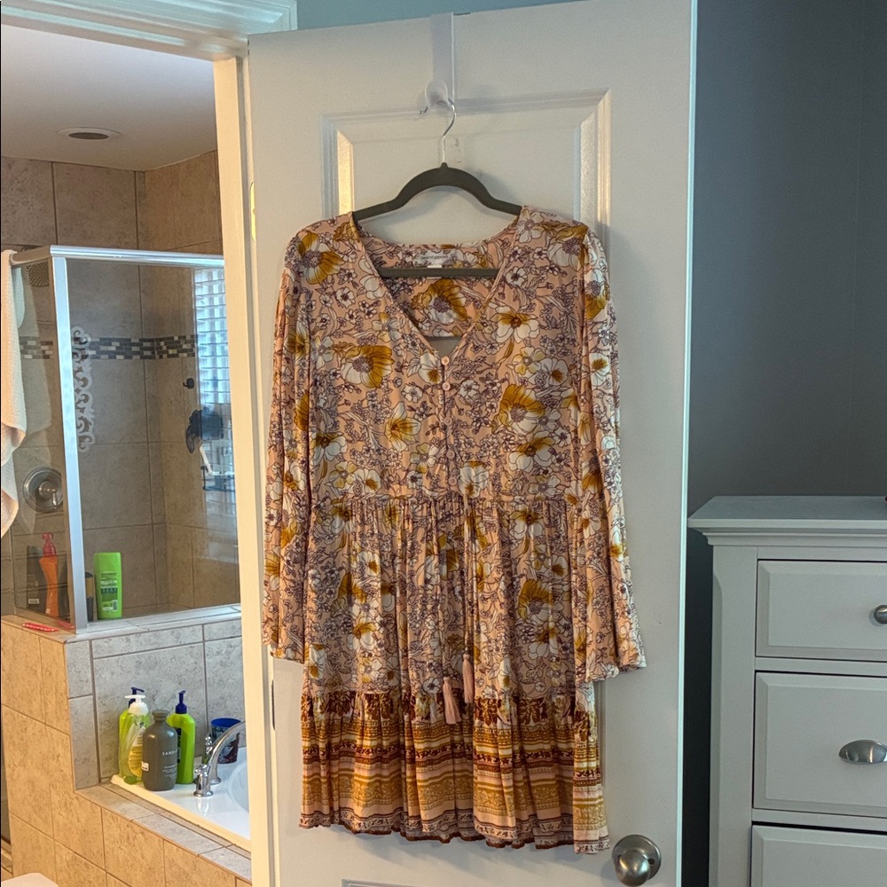 Band of Gypsies Multicolor Floral Long Sleeve Dress